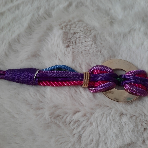 Vintage purple and pink stretchy rope belt - Picture 4 of 8